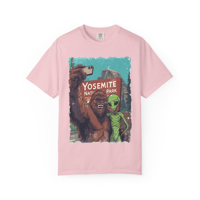 Alien & Bigfoot Yosemite T-Shirt — Camping Adventure Graphic Tee