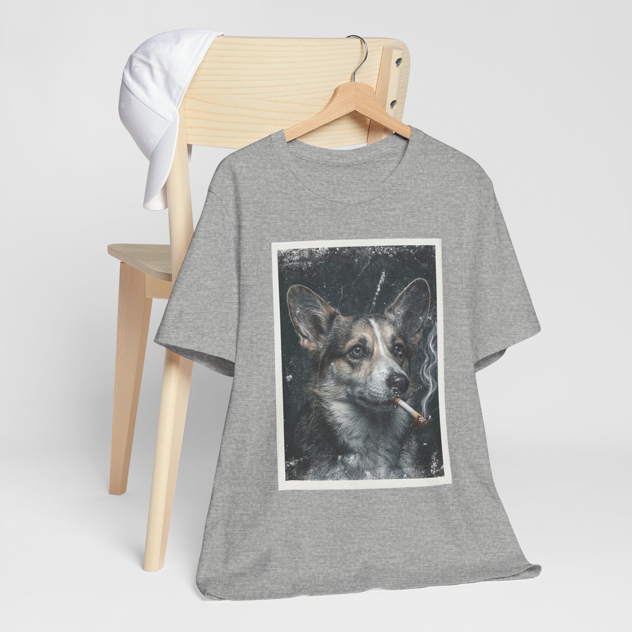 Smoking Corgi Graphic Tee – Retro Dog Portrait T-Shirt