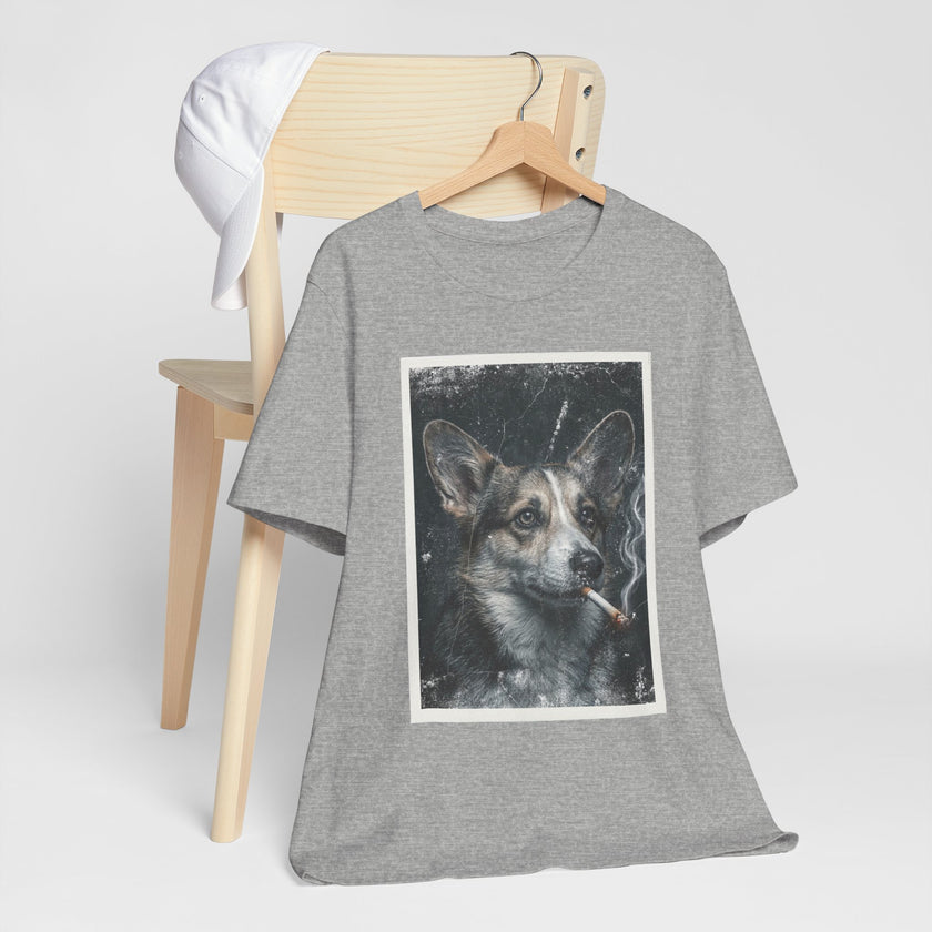 Smoking Corgi Graphic Tee – Retro Dog Portrait T-Shirt