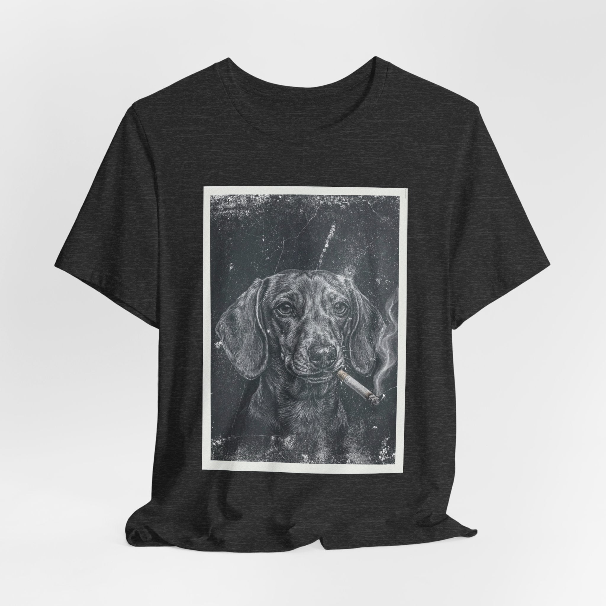 Dachshund Smoking Portrait Tee – Vintage Smokin' Dog Art T-Shirt