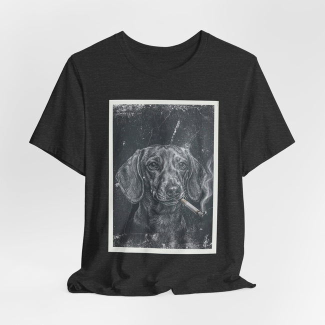 Dachshund Smoking Portrait Tee – Vintage Smokin' Dog Art T-Shirt