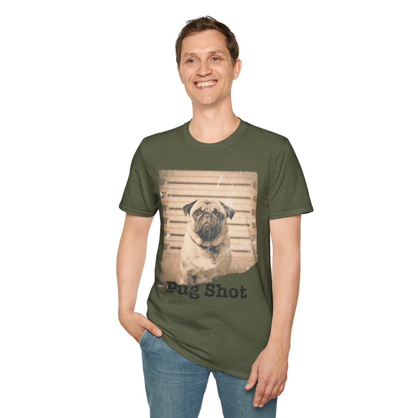 Pug Shot T-Shirt — Funny Pug Police Lineup Tee