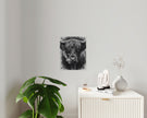 Smoking Highland Cow Acrylic Wall Art Panel | Black White Highland Bull Print