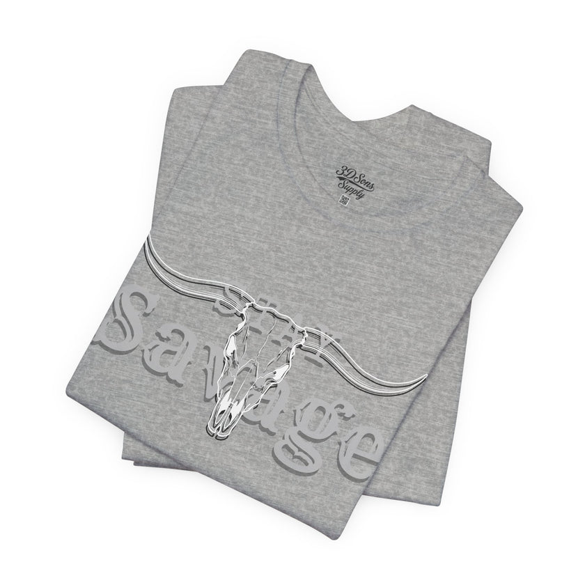 Stay Savage Longhorn Tee - Vintage Texas Skull T-Shirt