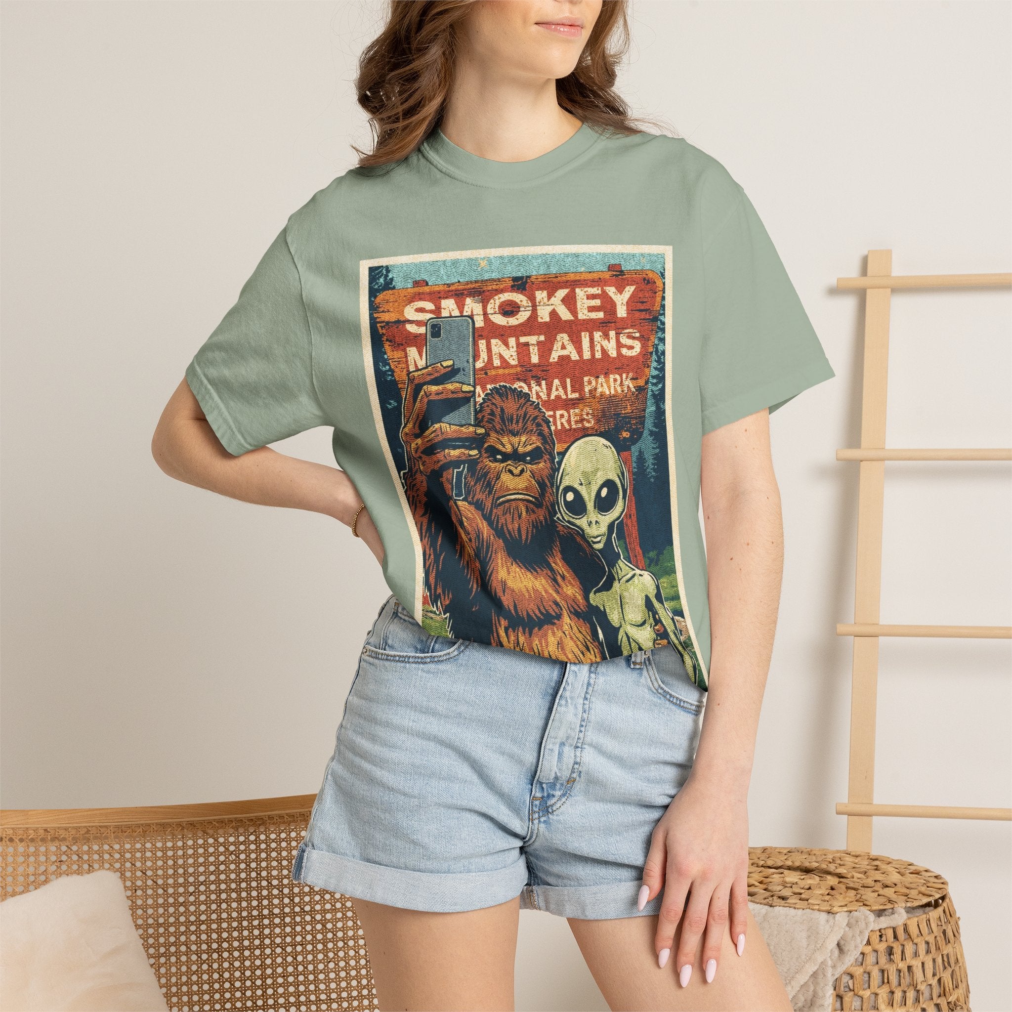 Smoky Mountains Alien & Bigfoot T-shirt — National Park Adventure Tee