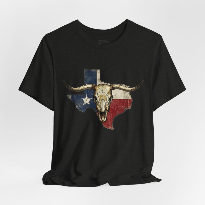 Texas Flag Longhorn Tee - Vintage Texas Skull T-Shirt