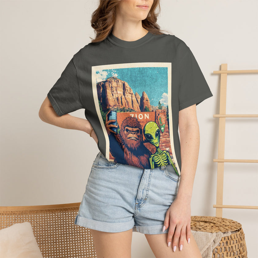 Alien & Bigfoot Zion National Park T-Shirt — National Park Adventure Tee