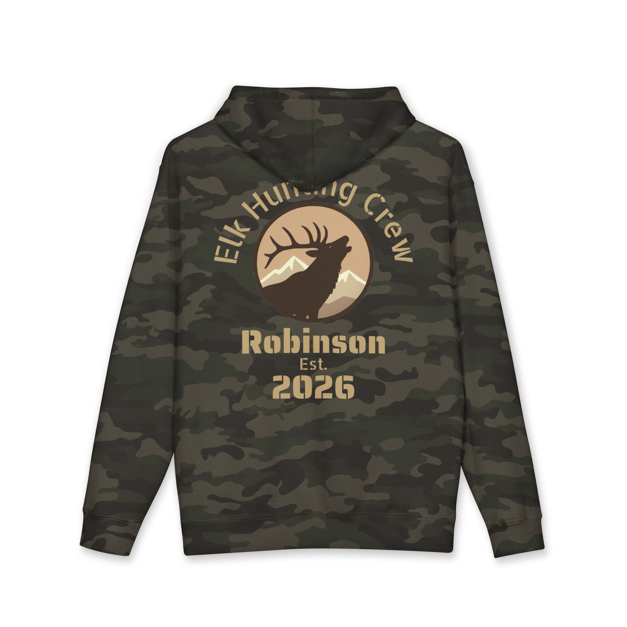 Personalized Elk Hunting Crew Hoodie — Personal Elk Silhouette Pullover