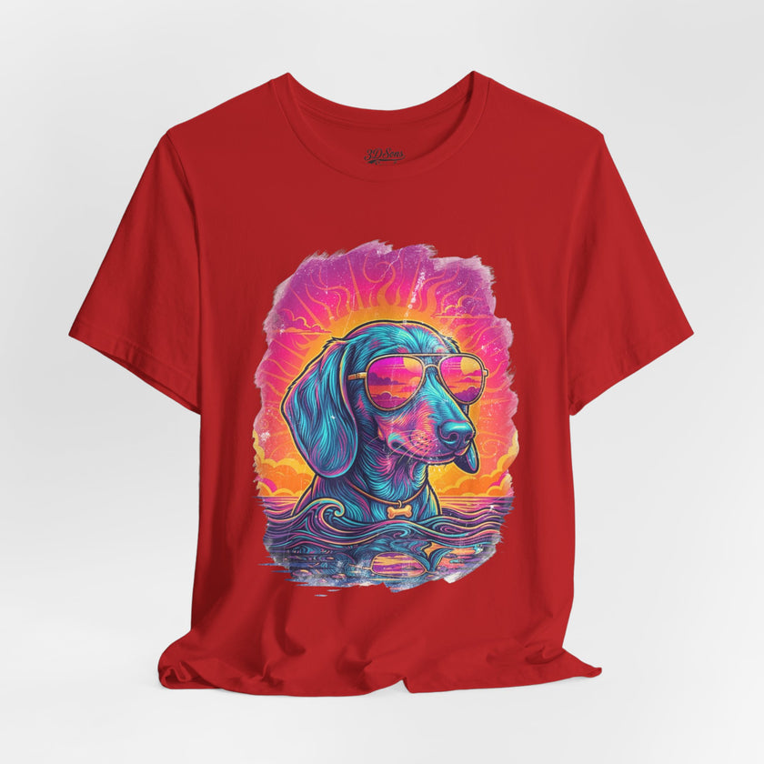 Dachshund Vice City Retro Tee 90's style