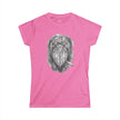 Shoebill Stork Portrait Retro Smoking Graphic Tee — Women's Softstyle T‑Shirt