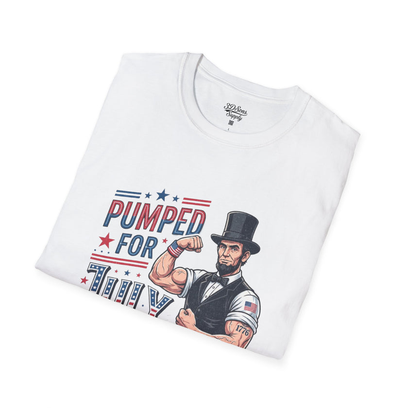 Pumped for July 4th Abraham Lincoln T-Shirt | Funny Patriotic Tee