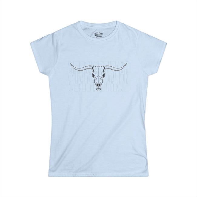 Stay Savage Longhorn Skull Women's Tee — Rugged Western Graphic Shirt