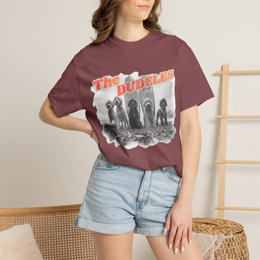 The Dudeles Dog Surfer T-Shirt | Doodle Breed Surfing Design