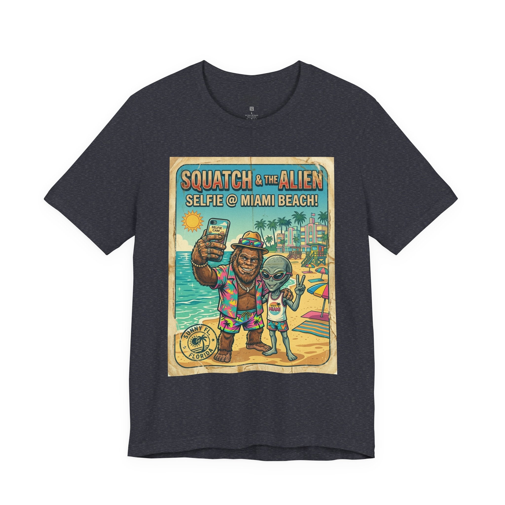 Squatch & The Alien Selfie Miami, Bigfoot Alien Poster Shirt