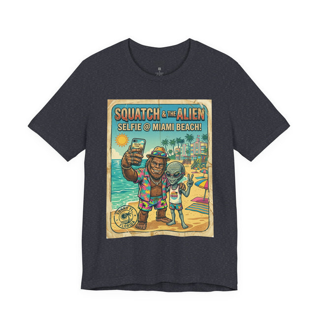 Squatch & The Alien Selfie Miami, Bigfoot Alien Poster Shirt