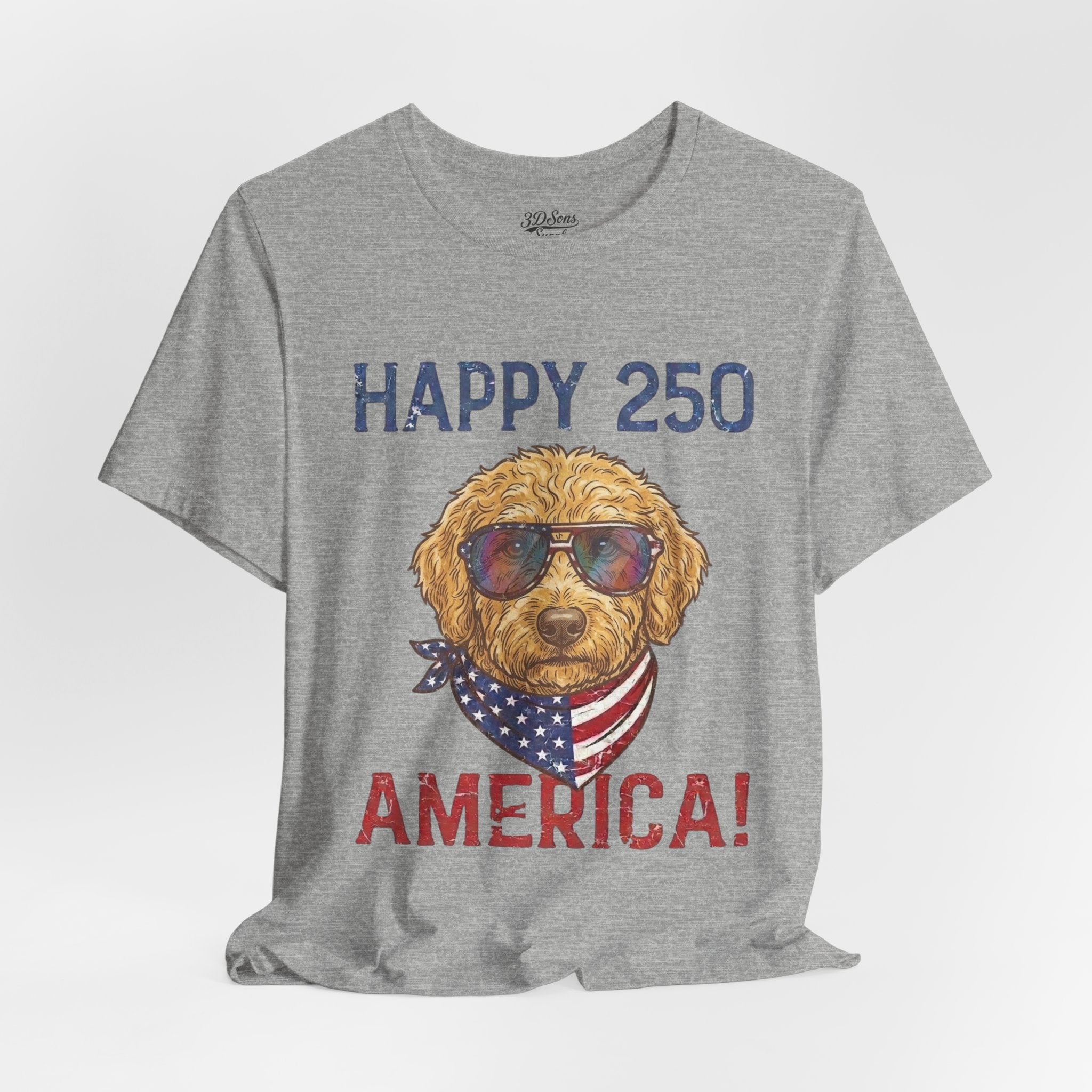Happy 250 America! Patriotic Goldendoodle Tee