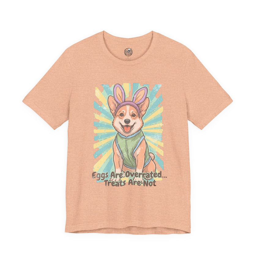 Easter Dog Tee — “Eggs Are Overrated...Treats Are Not” Corgi Retro Graphic T-Shirt