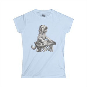 DJ Doodle Dog Women's Tee — Cute Turntable Graphic