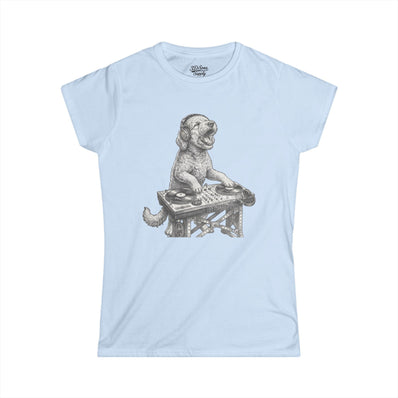 DJ Doodle Dog Women's Tee — Cute Turntable Graphic