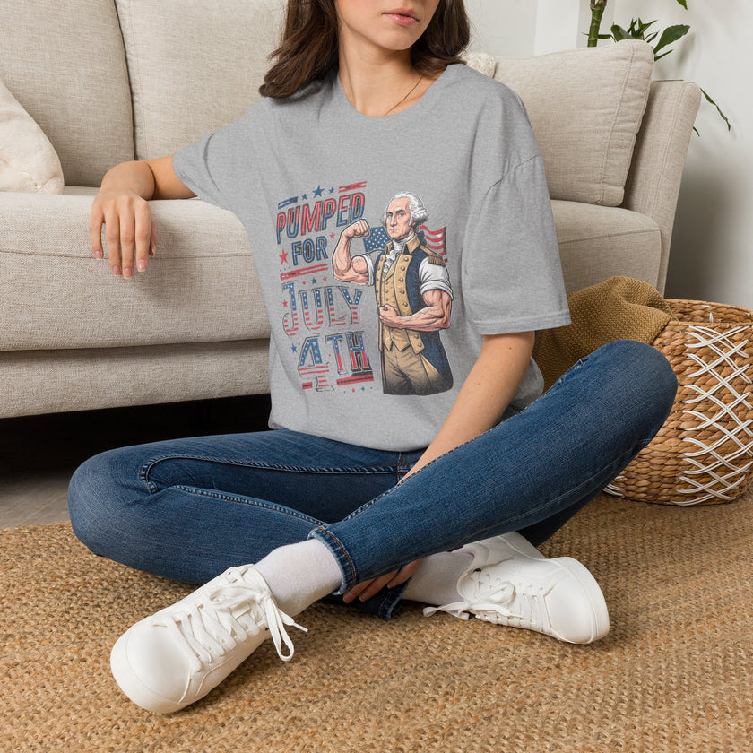 Pumped for July 4th George Washington T-Shirt | Funny Patriotic Tee