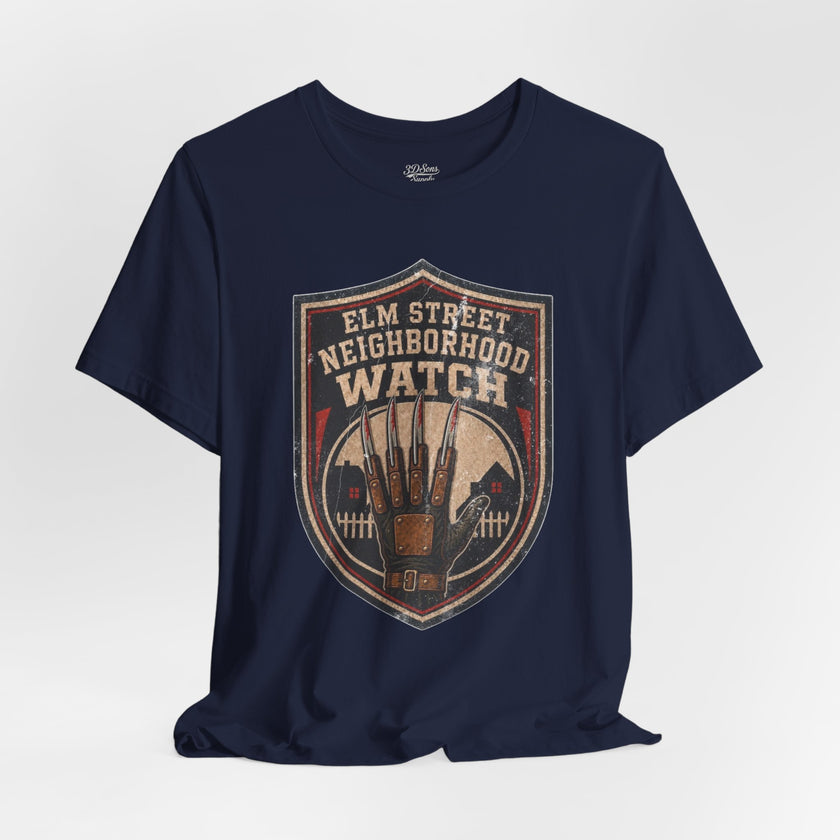 Elm Street Neighborhood Watch Tee – Horror Movie Retro Graphic T-Shirt