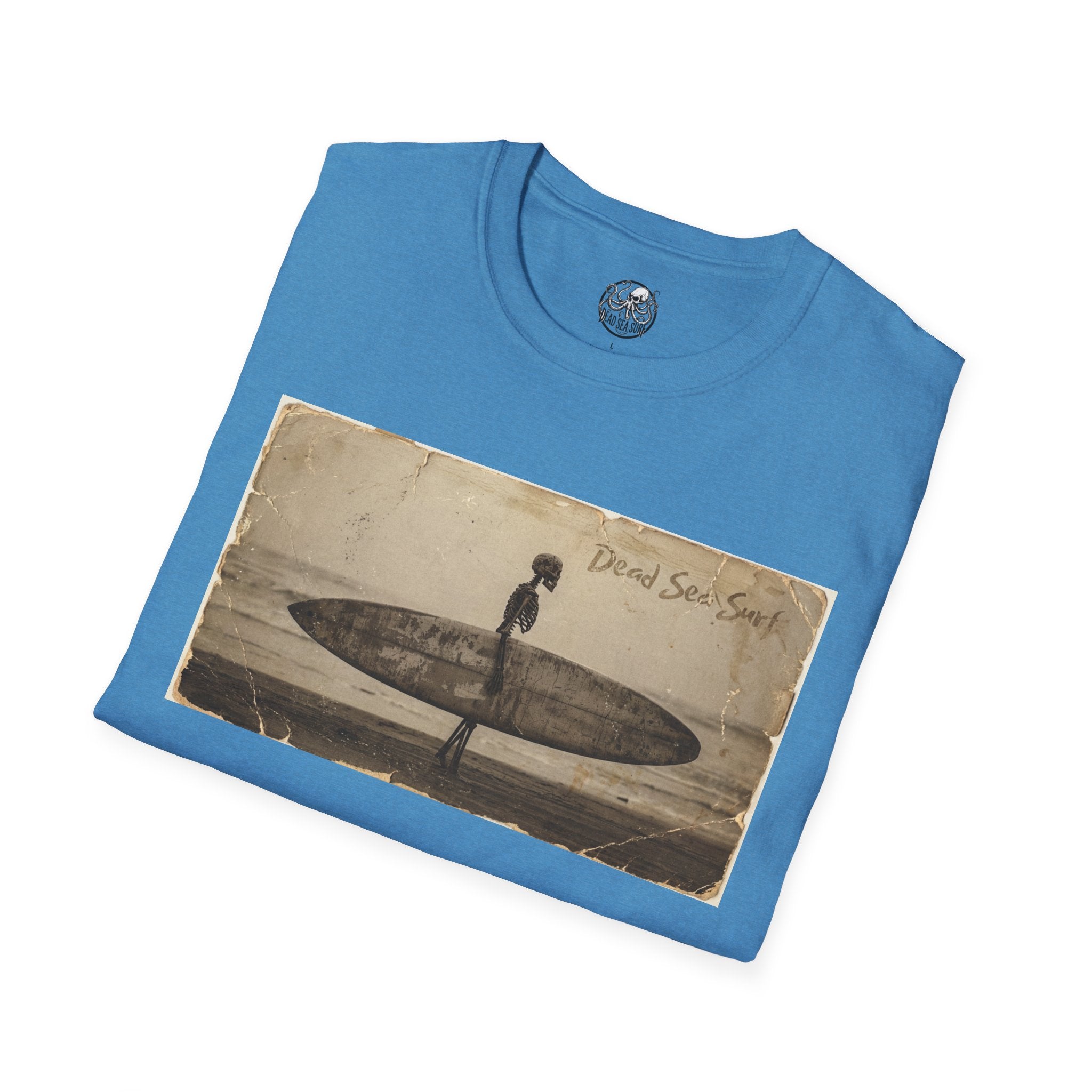 Vintage Skeleton Surfer Photograph T-Shirt | Retro Beach Surf Tee