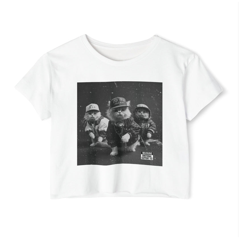 Hip Hop Kittens 90s Album Cover Crop Top | Funny Cat Graphic Tee – 3D Sons Supply Co