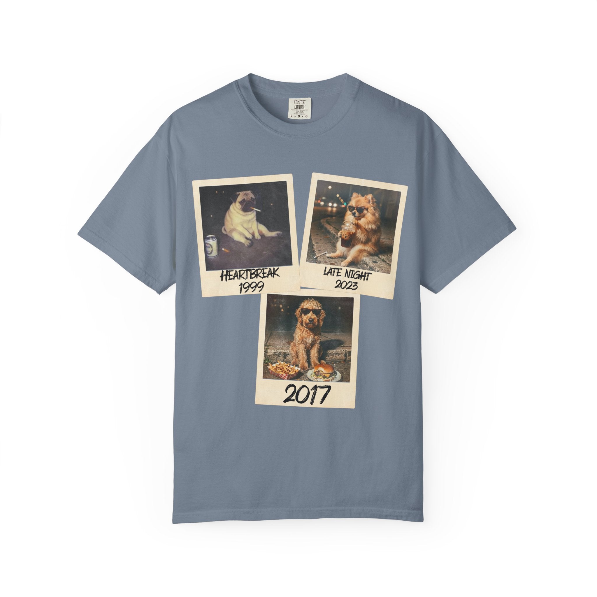 Personalized Polaroid Photo Tee — Custom 3 Image & Text Options