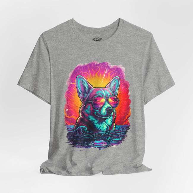 Corgi Retro 90s Vice City T-Shirt — Vintage Neon Dog Tee