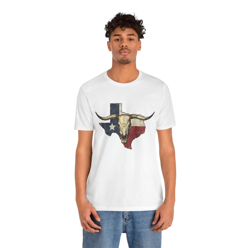 Texas Flag Longhorn Tee - Vintage Texas Skull T-Shirt