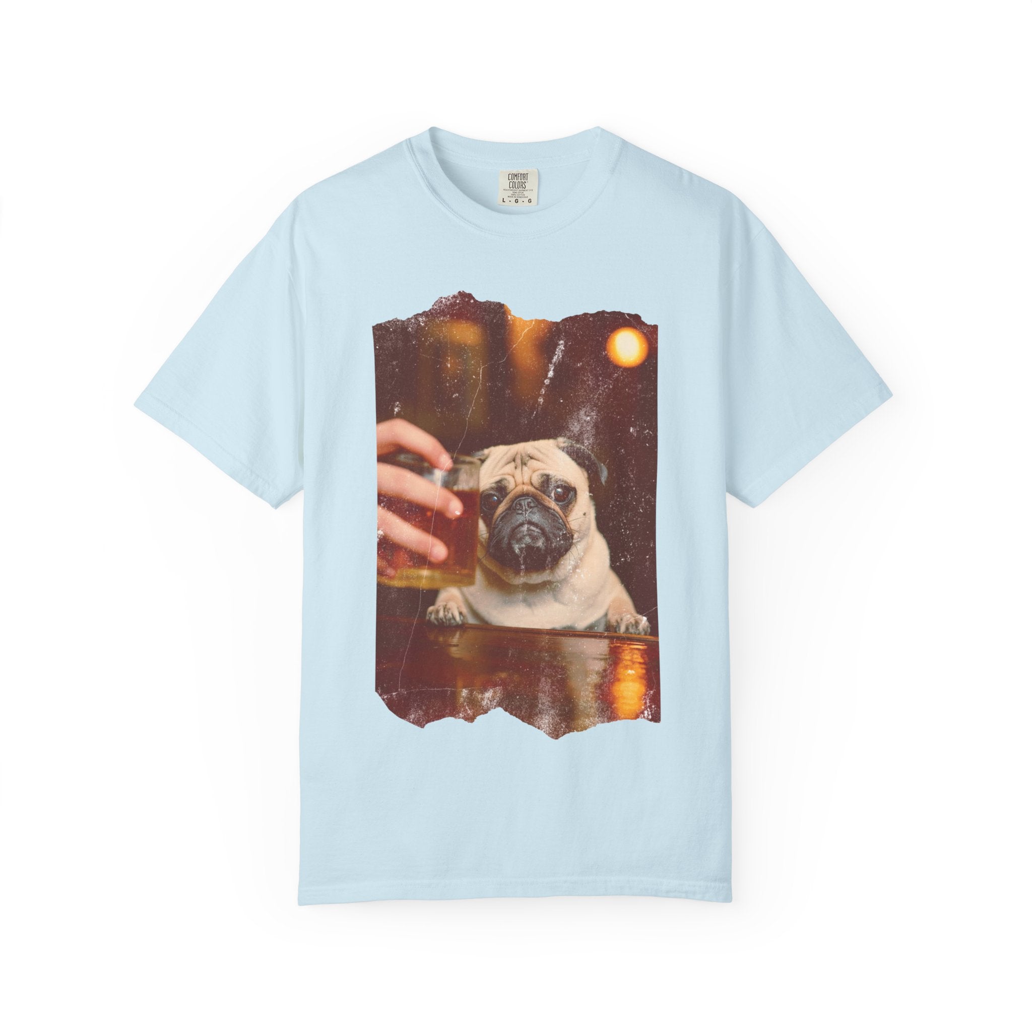 Pug At The Bar T-Shirt — Funny Vintage Pug Drinking Graphic Tee