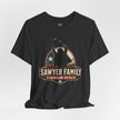 Sawyer Family Chainsaw Repair Graphic Tee — Vintage Horror Movie Logo T-Shirt
