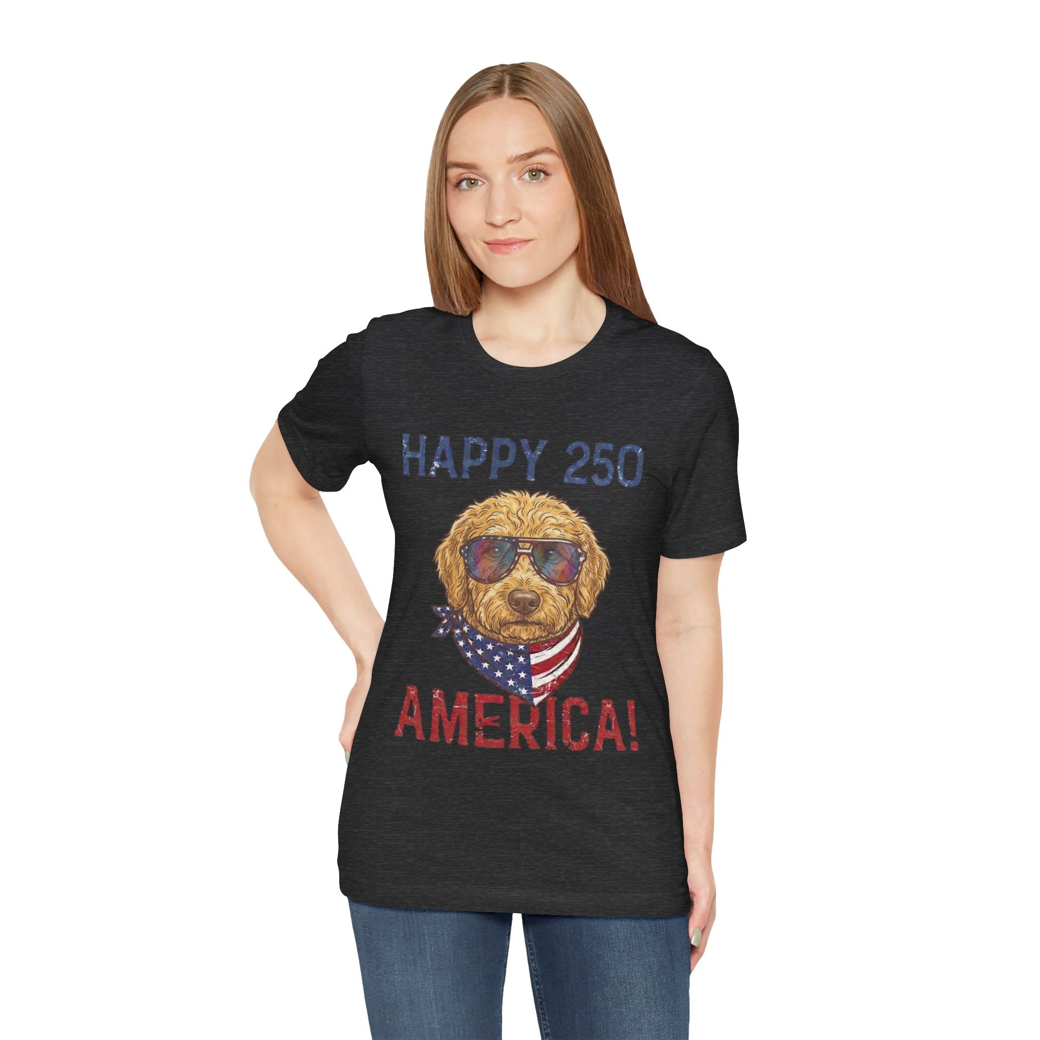 Happy 250 America! Patriotic Goldendoodle Tee