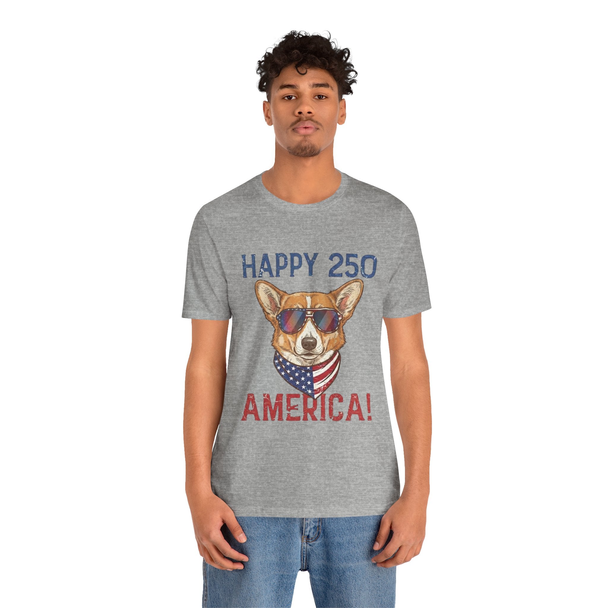 Happy 250 America! Corgi Sunglasses Patriotic Tee