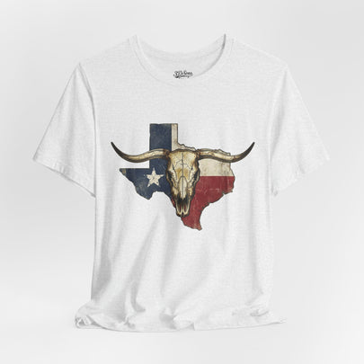 Texas Flag Longhorn Tee - Vintage Texas Skull T-Shirt