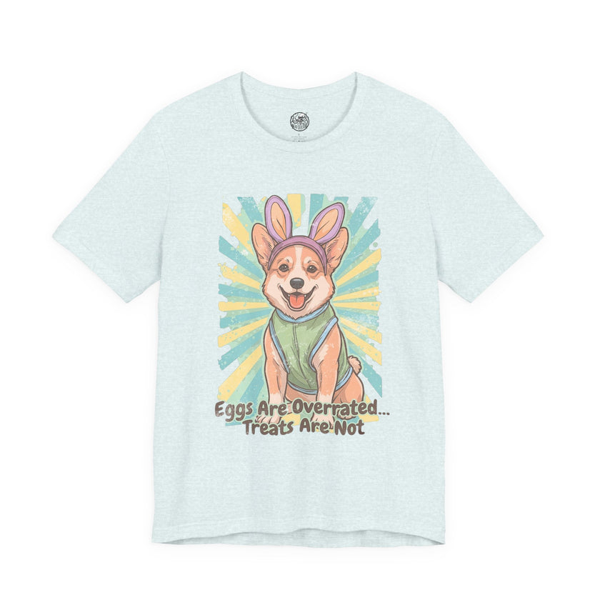 Easter Dog Tee — “Eggs Are Overrated...Treats Are Not” Corgi Retro Graphic T-Shirt