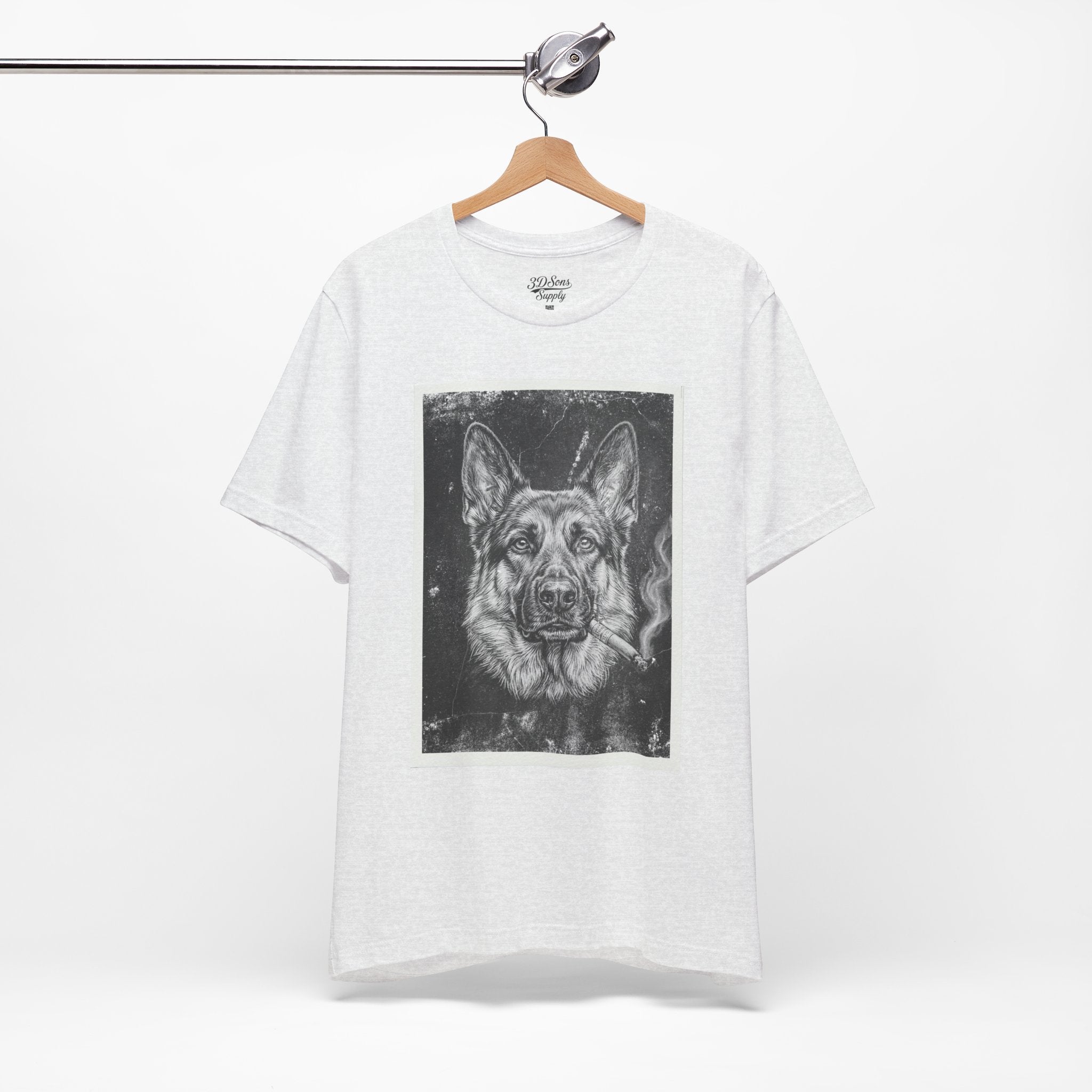 German Shepard Smoke Photo Tee — Vintage Pup Graphic T-Shirt