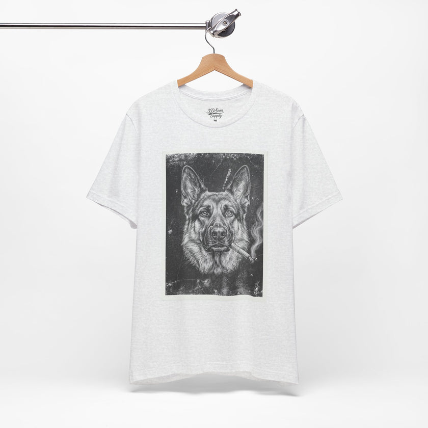 German Shepard Smoke Photo Tee — Vintage Pup Graphic T-Shirt