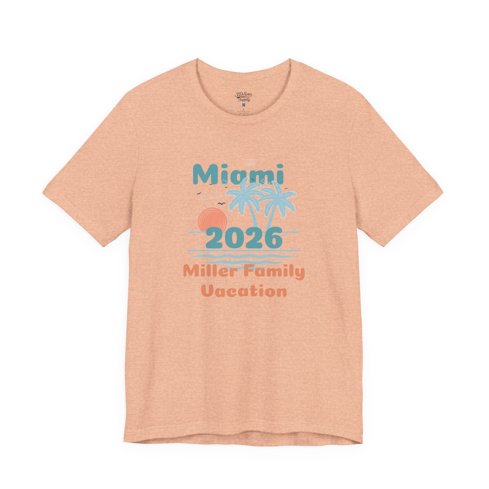 Personalized Family Beach T-Shirt — Custom Family Name, Location, Year with Beach Design