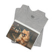 Iced Coffee Night Dog Tee — Late-Night Curb Pomeranian Graphic T-Shirt