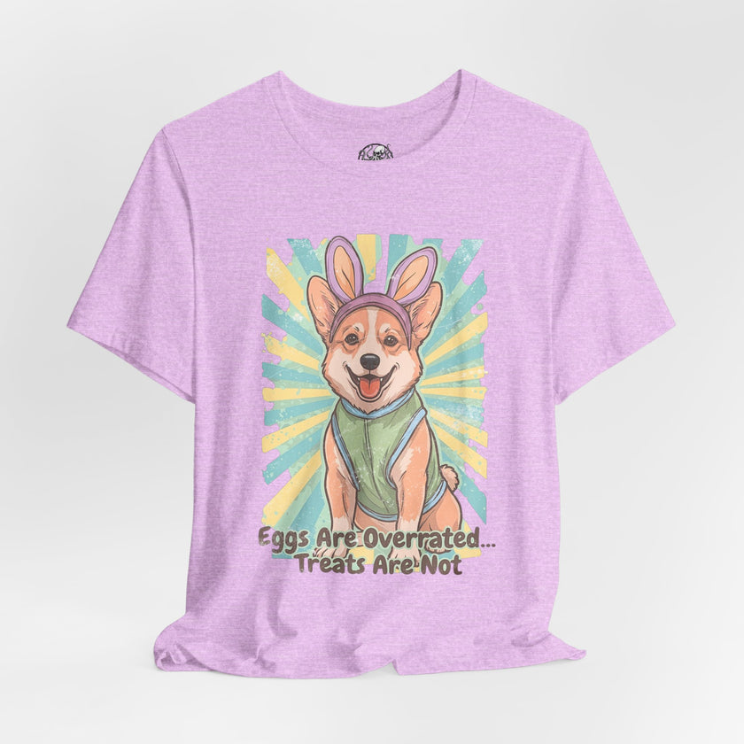 Easter Dog Tee — “Eggs Are Overrated...Treats Are Not” Corgi Retro Graphic T-Shirt