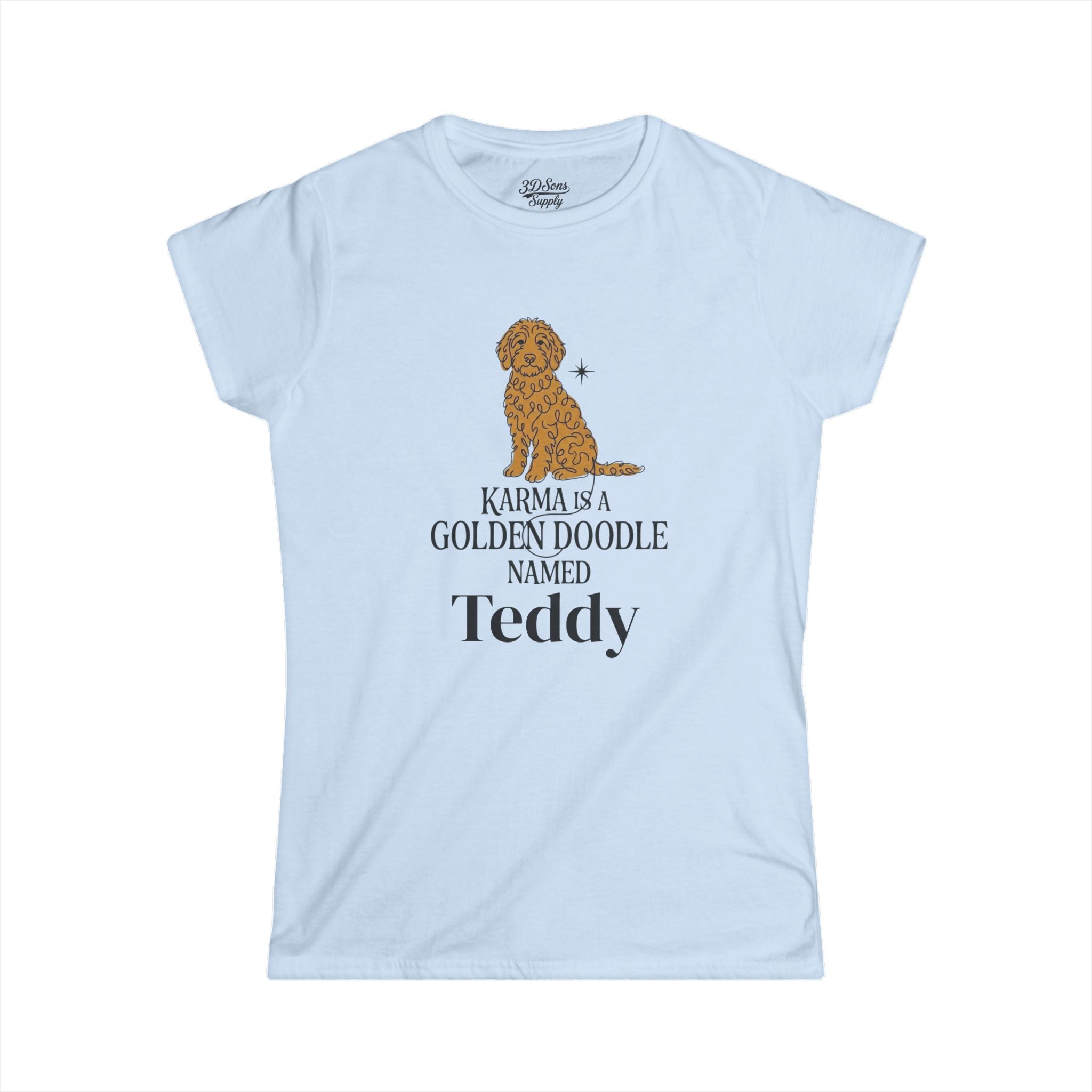 Personalized Karma Golden Doodle Name Tee | Mid Century Dog Shirt