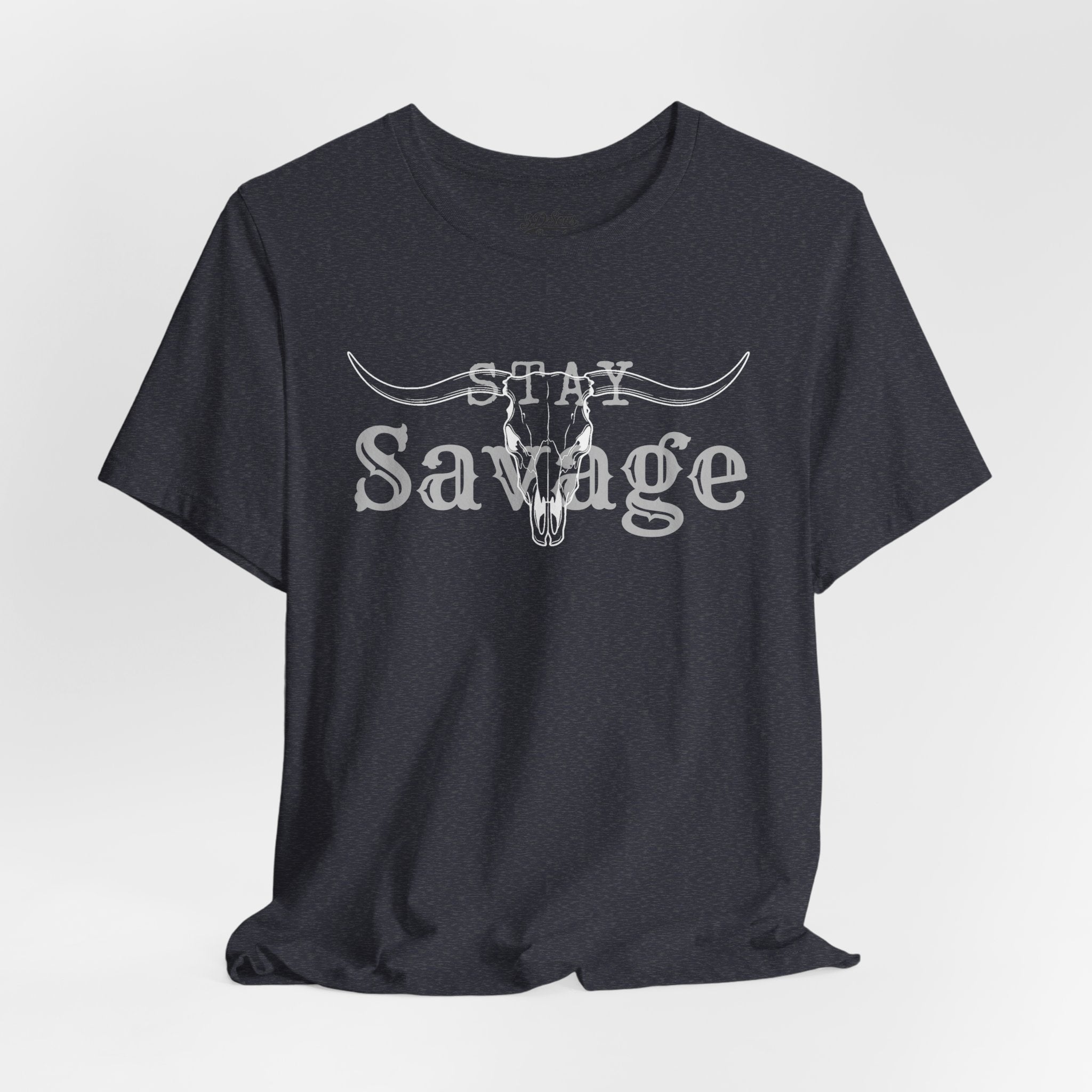 Stay Savage Longhorn Tee - Vintage Texas Skull T-Shirt