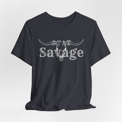 Stay Savage Longhorn Tee - Vintage Texas Skull T-Shirt