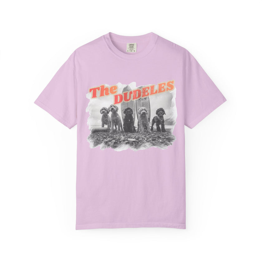 The Dudeles Dog Surfer T-Shirt | Doodle Breed Surfing Design