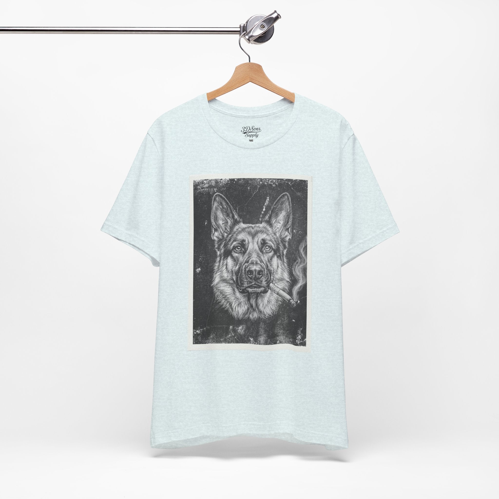 German Shepard Smoke Photo Tee — Vintage Pup Graphic T-Shirt