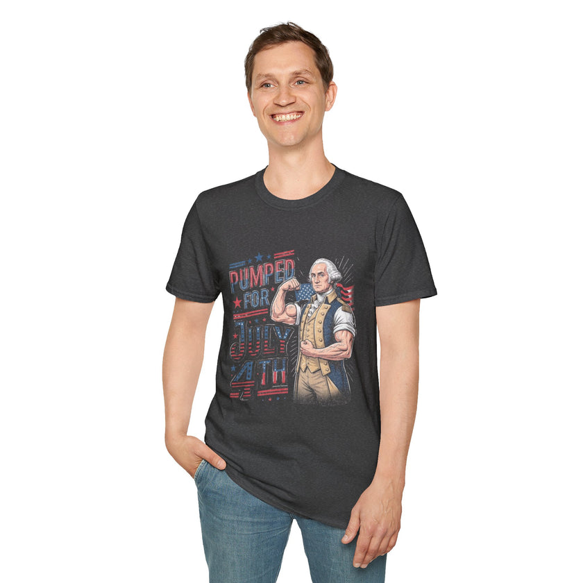 Pumped for July 4th George Washington T-Shirt | Funny Patriotic Tee