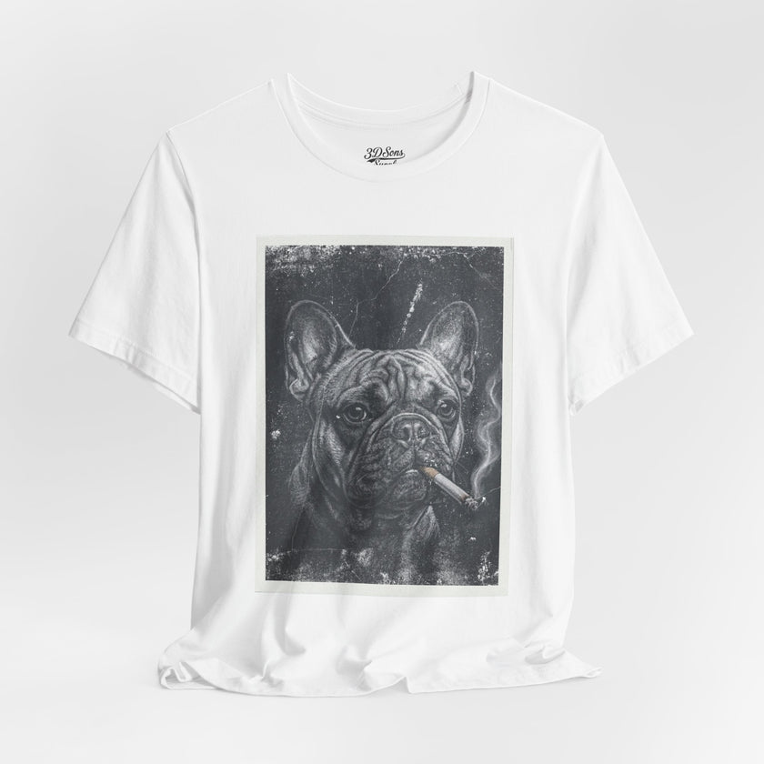 French Bulldog Smoking Graphic Tee — Retro Smoky Dog Art T-Shirt