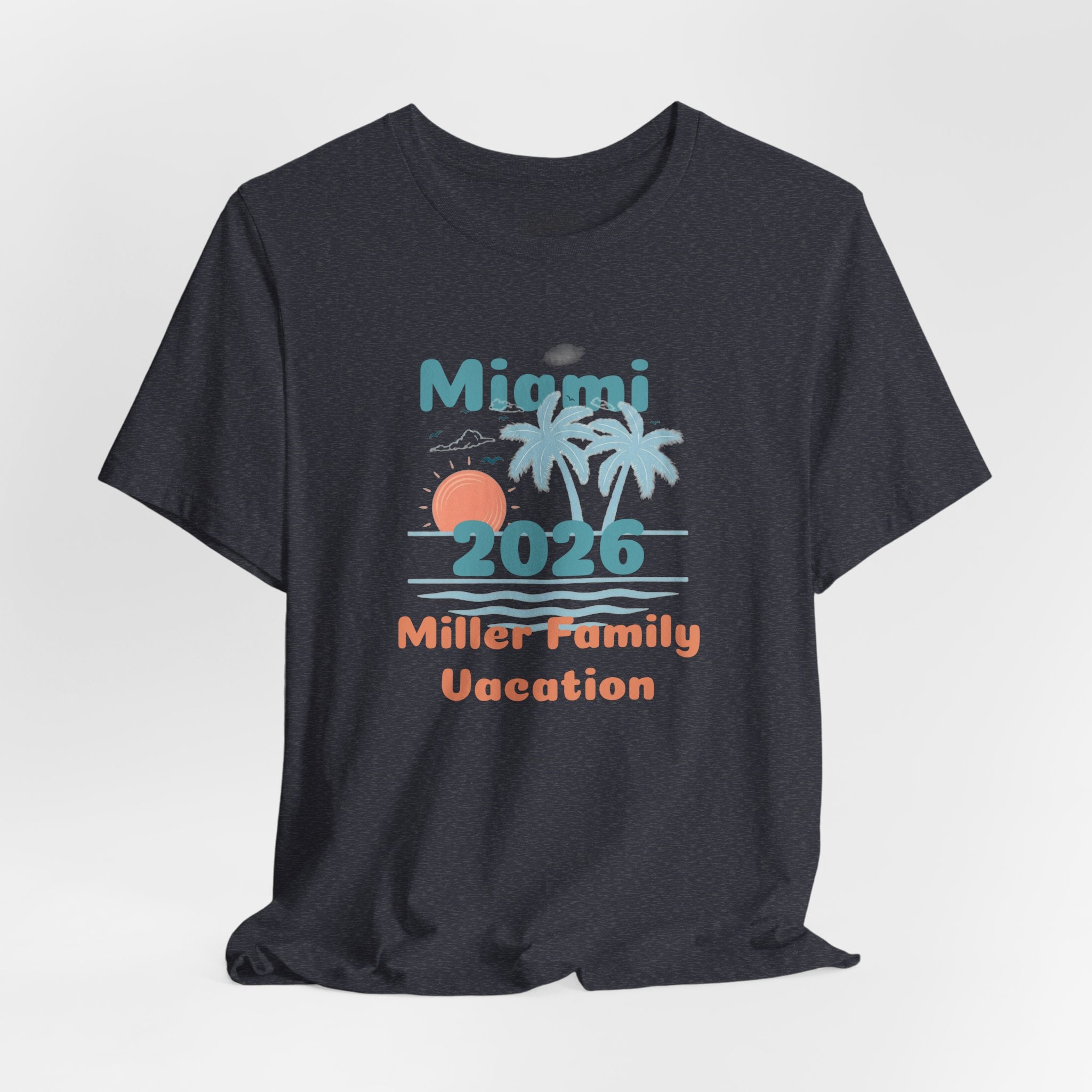 Personalized Family Beach T-Shirt — Custom Family Name, Location, Year with Beach Design