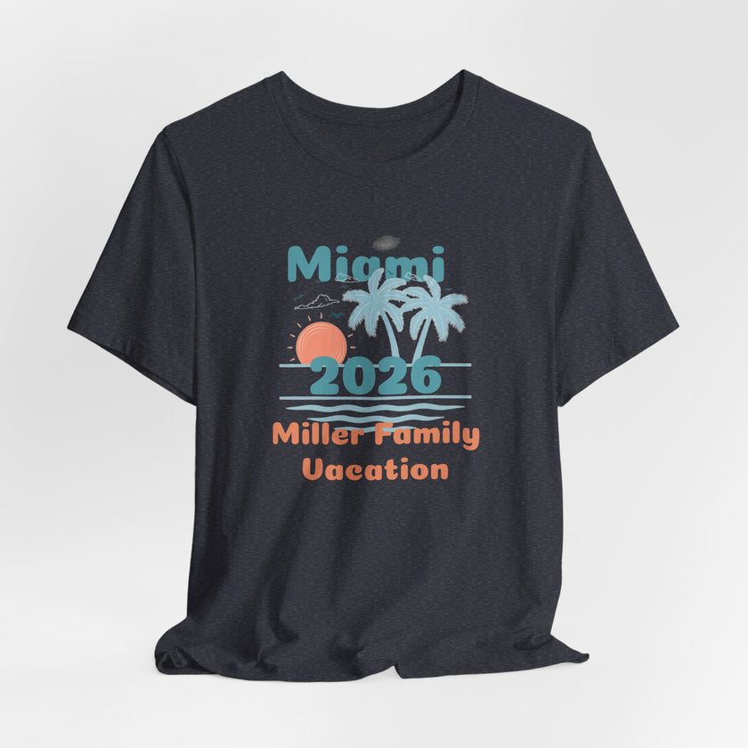 Personalized Family Beach T-Shirt — Custom Family Name, Location, Year with Beach Design